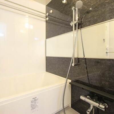 
						カラーパネルと大きな鏡が特徴的なお風呂