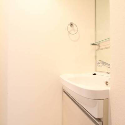 
						大きい鏡が魅力の洗面台