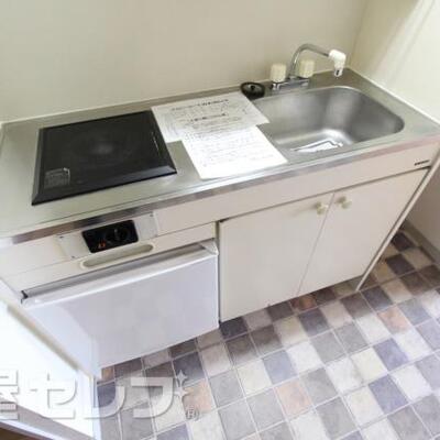 
						ミニ冷蔵庫の付いた使いやすいキッチン。