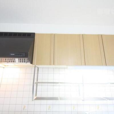 
						キッチンの上の棚たちです
